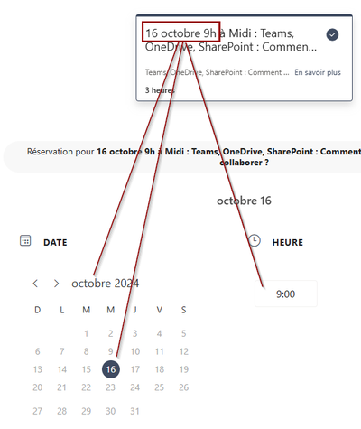 Exemple calendrier de réservations formations